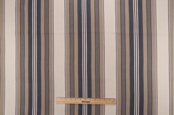 Thibaut Sheridan Stripe W80070 Woven Cotton Upholstery Fabric in Charcoal and Linen