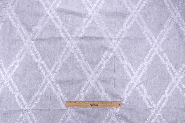 Thibaut Fusion Trellis W736150 Semi-Sheer Embroidered Linen Drapery Fabric in White