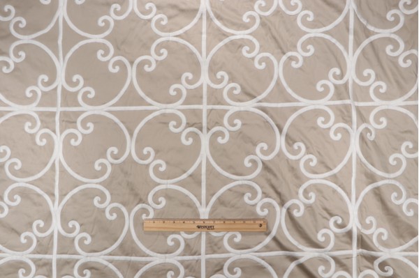Thibaut Cernobbia W714202 Embroidered Drapery Fabric in Beige