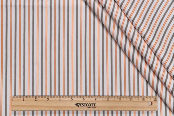 Thibaut Resort Ticking W716039 Woven Cotton Decorator Fabric in Grey and Orange