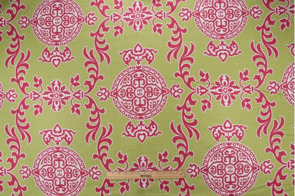 Click for Thibaut Halie F936112 Printed Linen Blend Drapery Fabric in Green & Raspberry  Thibaut Halie F936112 Printed Linen Blend Drapery Fabric in Green & Raspberry