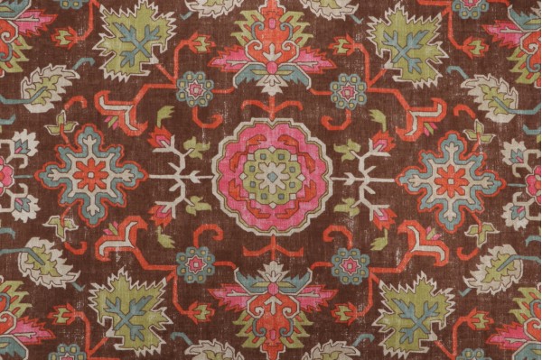 Thibaut Mahal F964133 Printed Linen Blend Drapery Fabric in Chocolate