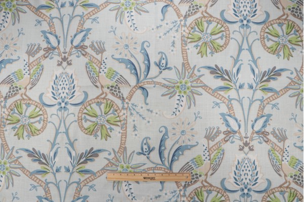 Click for 1 Yards Thibaut Peacock Garden F924360 Printed Linen Drapery Fabric in Aqua Thibaut Peacock Garden F924360 Printed Linen Drapery Fabric in Aqua