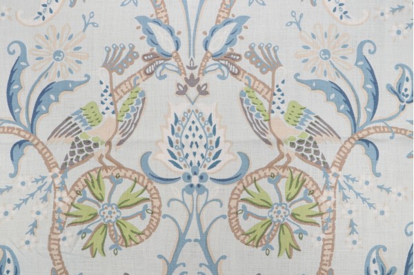 Click for 1 Yards Thibaut Peacock Garden F924360 Printed Linen Drapery Fabric in Aqua Thibaut Peacock Garden F924360 Printed Linen Drapery Fabric in Aqua