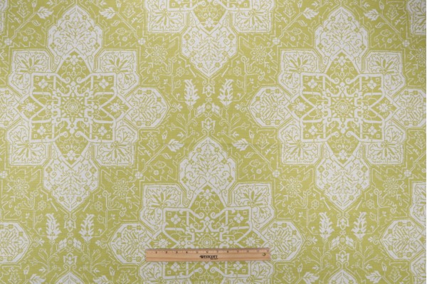 Thibaut Tarragon F964120 Printed Linen Blend Drapery Fabric in Citron