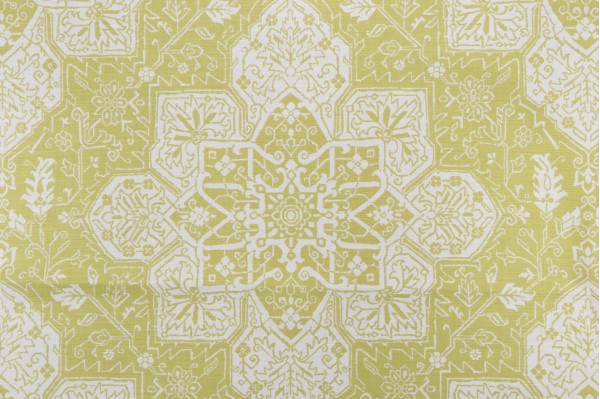 Sample of Thibaut Tarragon F964120 Printed Linen Blend Drapery Fabric in Citron 