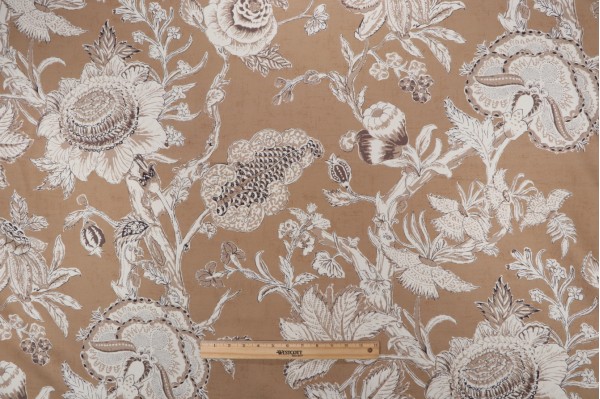 Thibaut Rittenhouse F94148 Printed Cotton Blend Drapery Fabric in Camel 