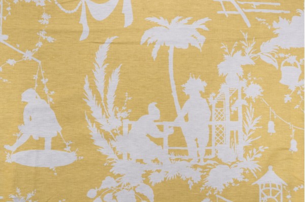 Thibaut South Sea F916024 Printed Linen Blend Drapery Fabric in Yellow 