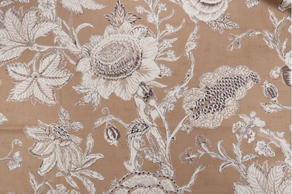 Sample of Thibaut Rittenhouse F94148 Printed Cotton Blend Drapery Fabric in Camel 