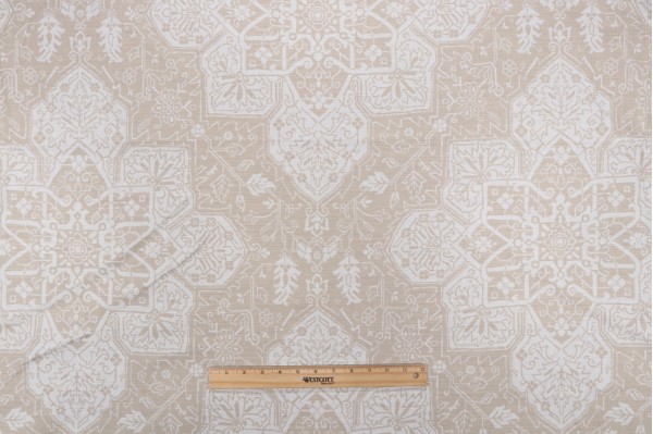 Thibaut Tarragon F964123 Printed Linen Blend Drapery Fabric in Beige