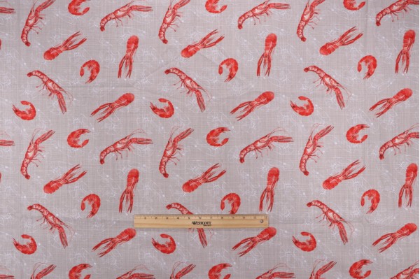 Stof France Langoustine Printed Cotton Drapery Fabric in Naturel 