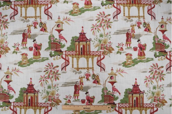 Hamilton Ganden Printed Cotton Drapery Fabric in Natural 