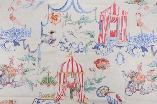 Hamilton Idlewild Printed Cotton Drapery Fabric in Natural 