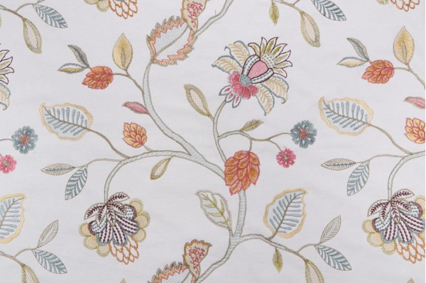 Hamilton Messner Embroidered Drapery Fabric in Ivory 