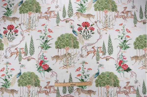 Hamilton Tolkein Printed Cotton Drapery Fabric in Cream 