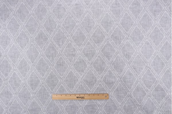 Lino Textiles Karla Sheer Embroidered Drapery Fabric in White 