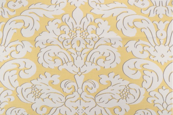 Thibaut Trelawny Damask F914216 Printed Linen Blend Drapery Fabric in Yellow 