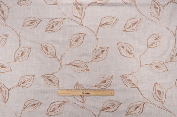 Valiant Fabrics Riley Embroidered Drapery Fabric in Linen