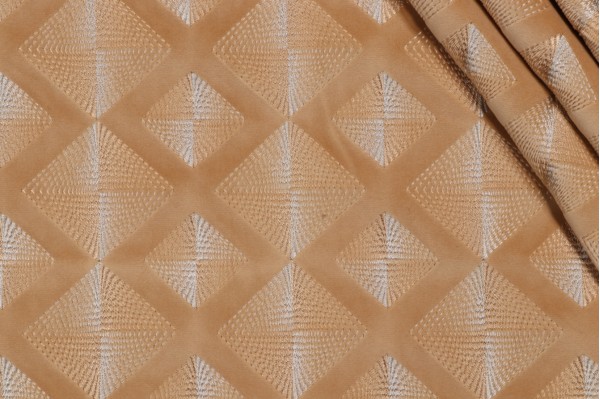 Valiant Fabrics Regent Embroidered Velveteen Decorator Fabric in Ore