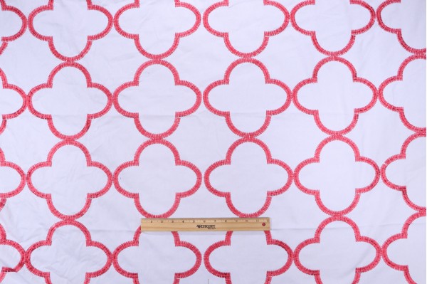 1 Yard Thibaut Mara W716006 Embroidered Drapery Fabric in Pink
