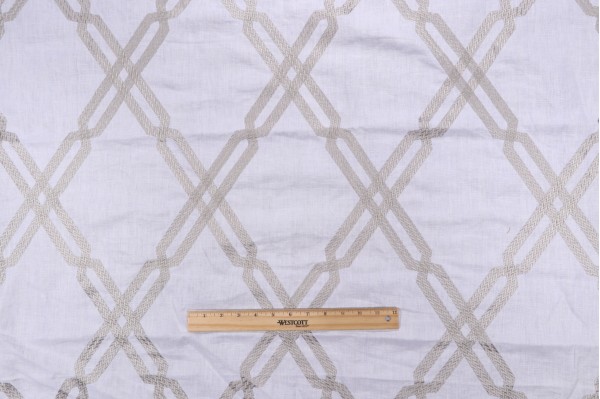 Click for 1 Yard Thibaut Fusion Trellis W736149 Embroidered Linen Drapery Fabric in Grey 1 Yard Thibaut Fusion Trellis W736149 Embroidered Linen Drapery Fabric in Grey