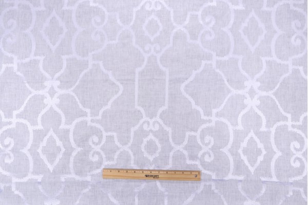 Click for 2 Yards Thibaut Ogden Embroidery W714211 Embroidered Linen Drapery Fabric in White on White Thibaut Ogden Embroidery W714211 Embroidered Linen Drapery Fabric in White on White