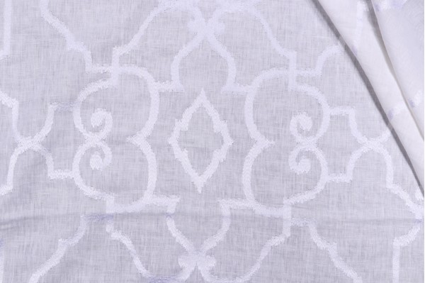 Click for 2 Yards Thibaut Ogden Embroidery W714211 Embroidered Linen Drapery Fabric in White on White Thibaut Ogden Embroidery W714211 Embroidered Linen Drapery Fabric in White on White