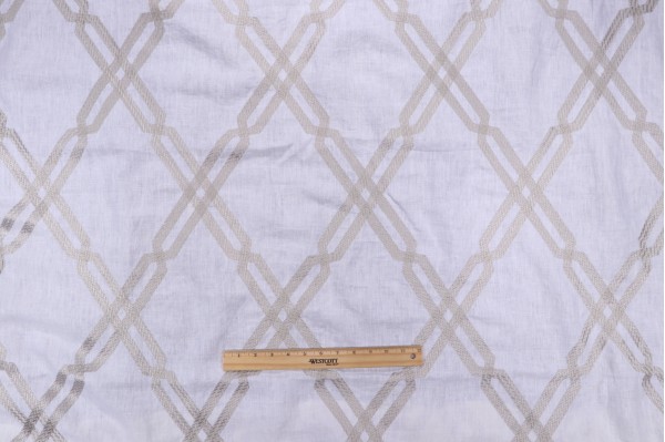 Thibaut Fusion Trellis W736149 Embroidered Linen Drapery Fabric in Grey