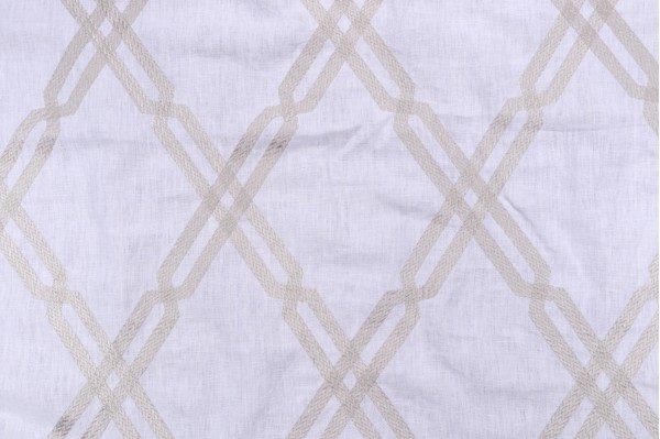 Thibaut Fusion Trellis W736149 Embroidered Linen Drapery Fabric in Grey