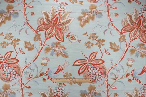 Thibaut Donegel F913003 Printed Linen Blend Drapery Fabric in Seafoam