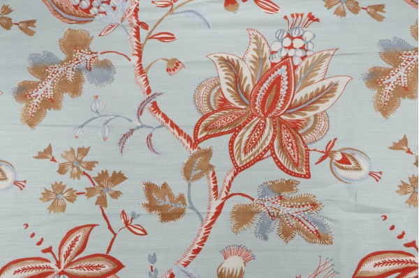 Thibaut Donegel F913003 Printed Linen Blend Drapery Fabric in Seafoam