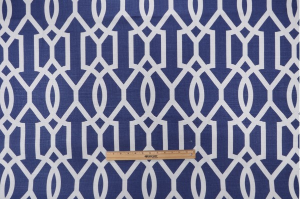 Thibaut Downing Gate F916047 Printed Linen Blend Drapery Fabric in Navy