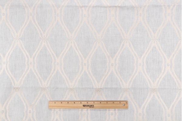 Thibaut Frankfurt W74108 Embroidered Linen Drapery Fabric in White