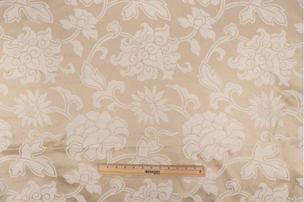 Thibaut Harmony W85386 Damask Upholstery Fabric in Beige