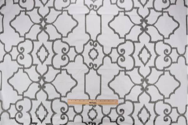 Thibaut Ogden W714213 Embroidered Cotton Drapery Fabric in Dark Grey