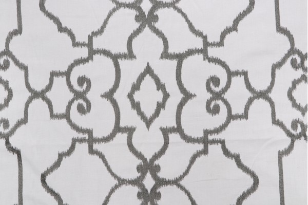 Thibaut Ogden W714213 Embroidered Cotton Drapery Fabric in Dark Grey