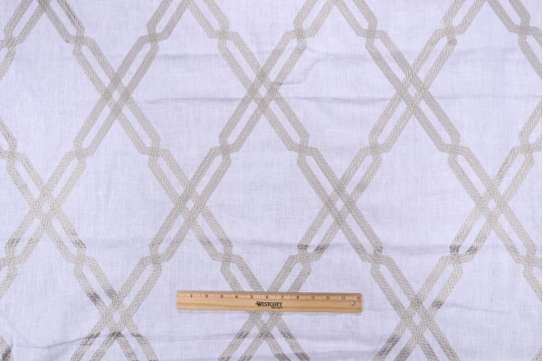Thibaut Fusion Trellis W736149 Embroidered Linen Drapery Fabric in Grey