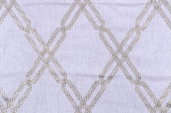Thibaut Fusion Trellis W736149 Embroidered Linen Drapery Fabric in Grey
