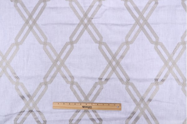 Thibaut Fusion Trellis W736149 Embroidered Linen Drapery Fabric in Grey