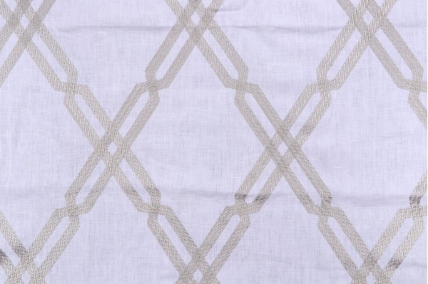 Thibaut Fusion Trellis W736149 Embroidered Linen Drapery Fabric in Grey