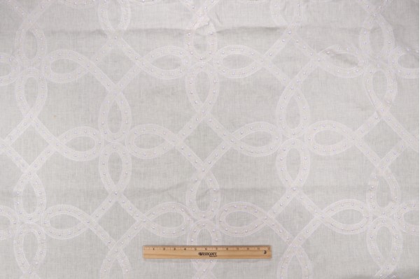 Anna French Salina Ribbon AW1376 Embroidered Drapery Fabric in White for Thibaut