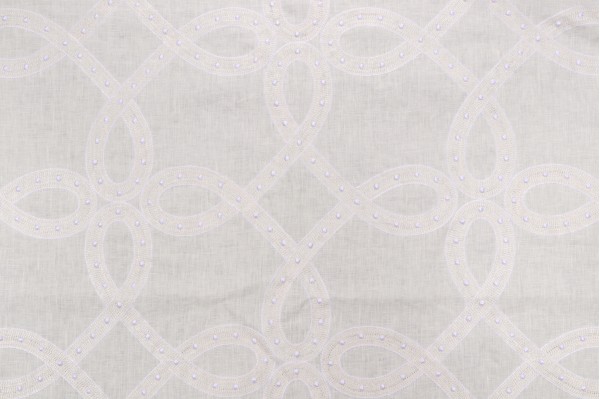 Anna French Salina Ribbon AW1376 Embroidered Drapery Fabric in White for Thibaut