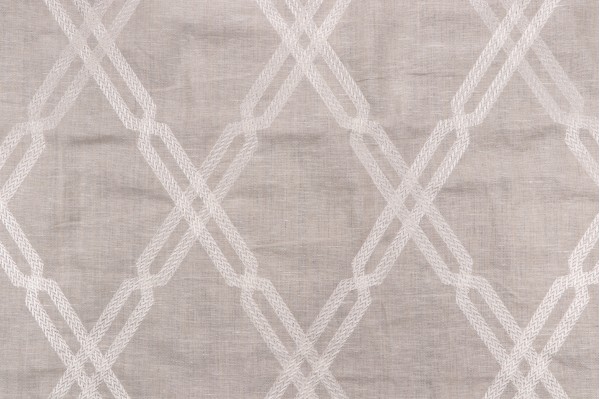 Thibaut Fusion Trellis W736148 Embroidered Linen Drapery Fabric in Natural