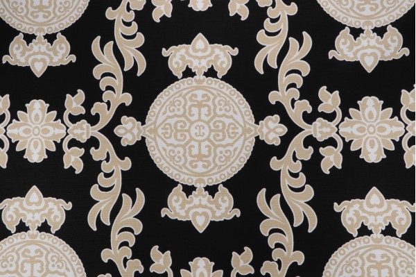 Click for Thibaut Halie F936114 Printed Linen Blend Drapery Fabric in Black & Beige  Thibaut Halie F936114 Printed Linen Blend Drapery Fabric in Black & Beige