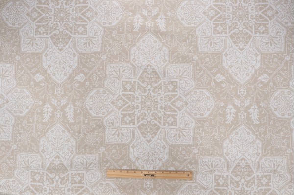 Thibaut Tarragon F964123 Printed Linen Blend Drapery Fabric in Beige 