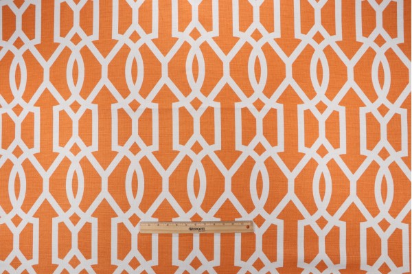 Sample of Thibaut Downing Gate F916049 Printed Linen Blend Drapery Fabric in Tangerine 