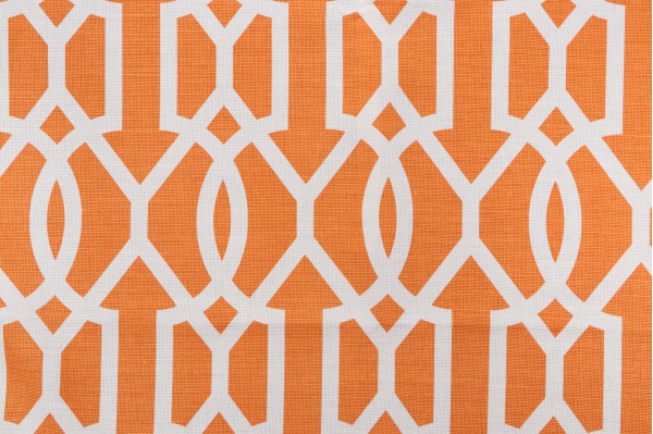 Sample of Thibaut Downing Gate F916049 Printed Linen Blend Drapery Fabric in Tangerine 