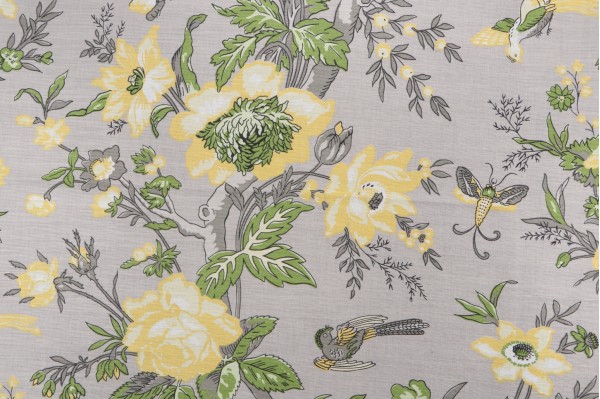 Thibaut Nemour F936128 Printed Linen Blend Drapery Fabric in Grey 