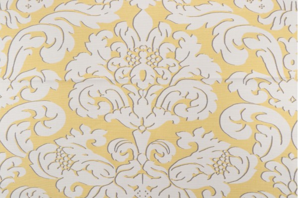 Thibaut Trelawny Damask F914216 Printed Linen Blend Drapery Fabric in Yellow 