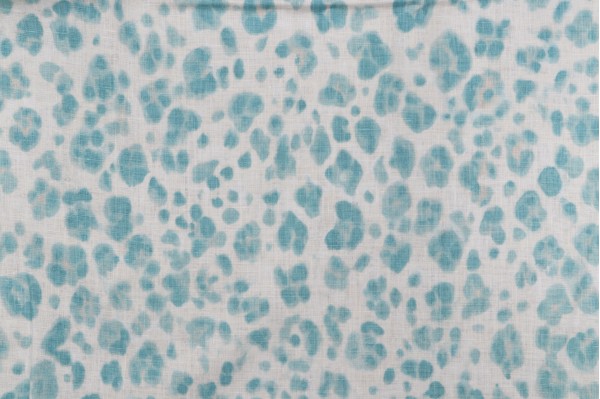 Sample of Thibaut Panthera F924379 Printed Linen Drapery Fabric in Aqua 